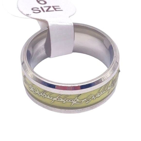 Stainless steel inscribed glow in the dark ring size 6 - Picture 1 of 4